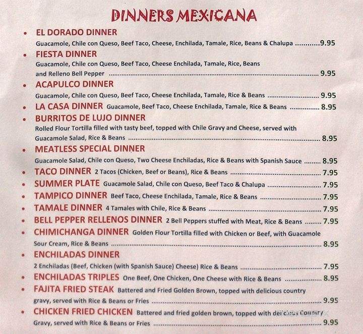 Eldorado Mexican Restaurant - Crowley, LA menu_pic