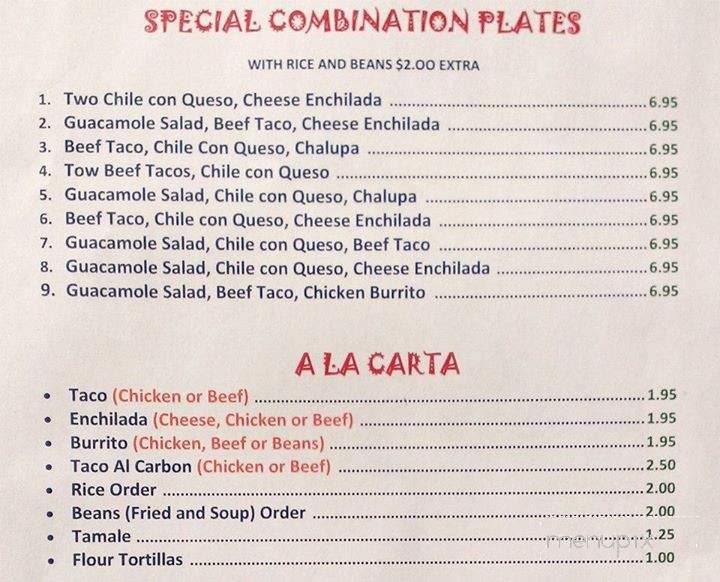 Eldorado Mexican Restaurant - Crowley, LA menu_pic