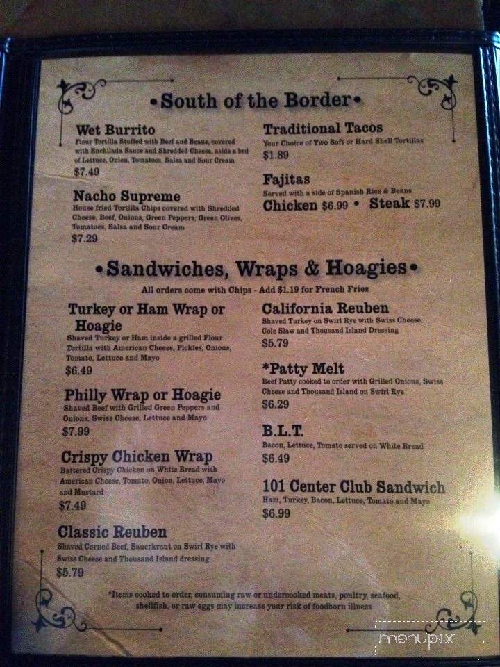 101 Center - Ithaca, MI menu_pic