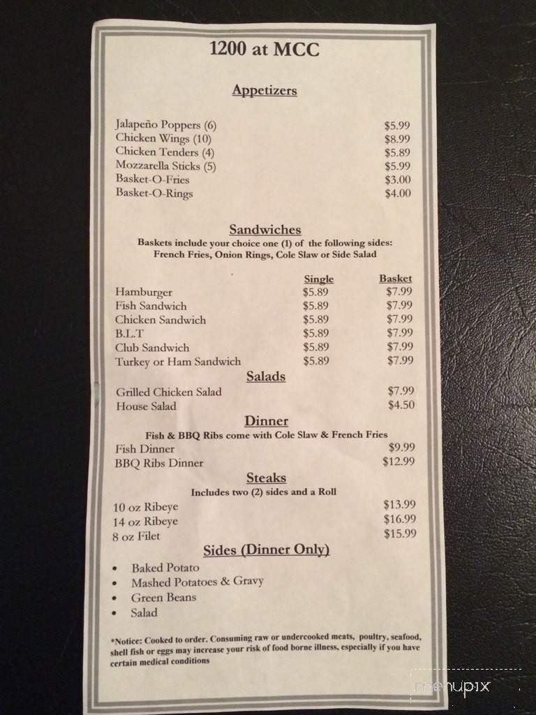 1200 at MCC - Richmond, KY menu_pic