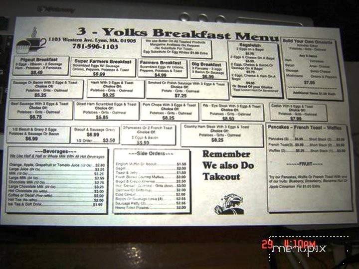 3 Yolks Breakfast & Lunch - Lynn, MA menu_pic