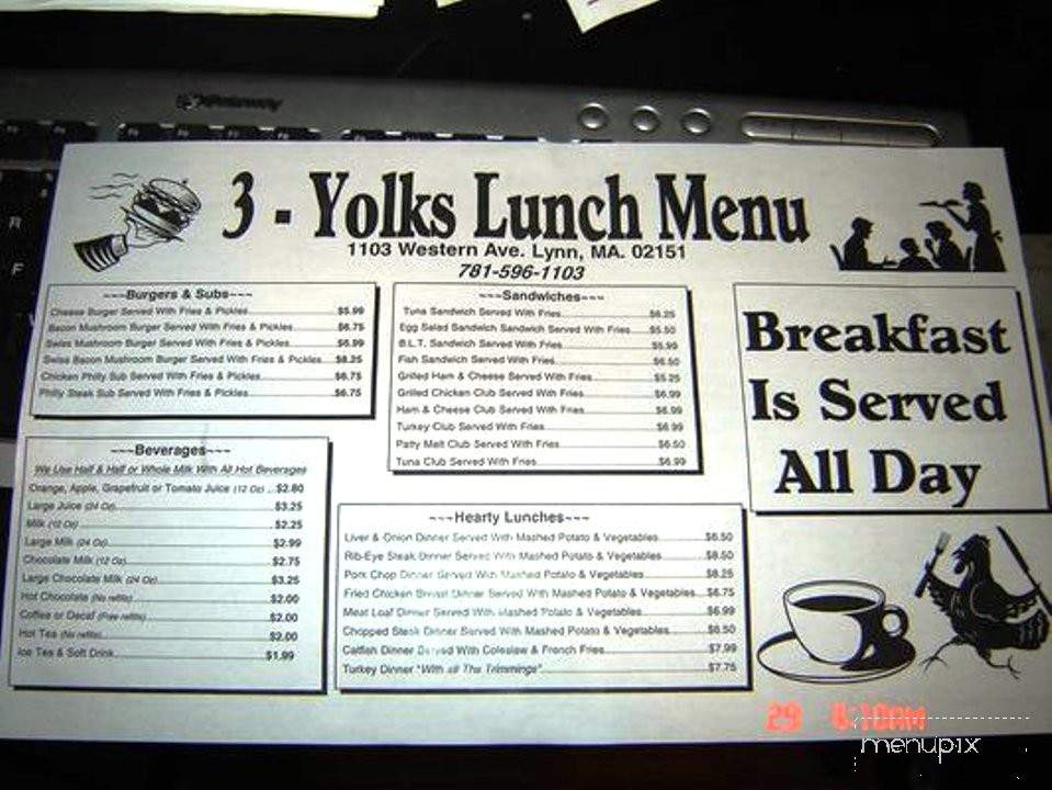3 Yolks Breakfast & Lunch - Lynn, MA menu_pic
