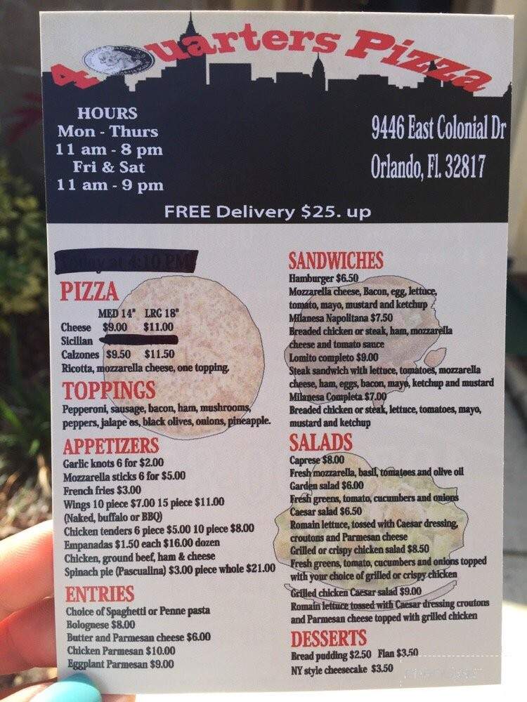 4 Quarters Pizza - Orlando, FL menu_pic