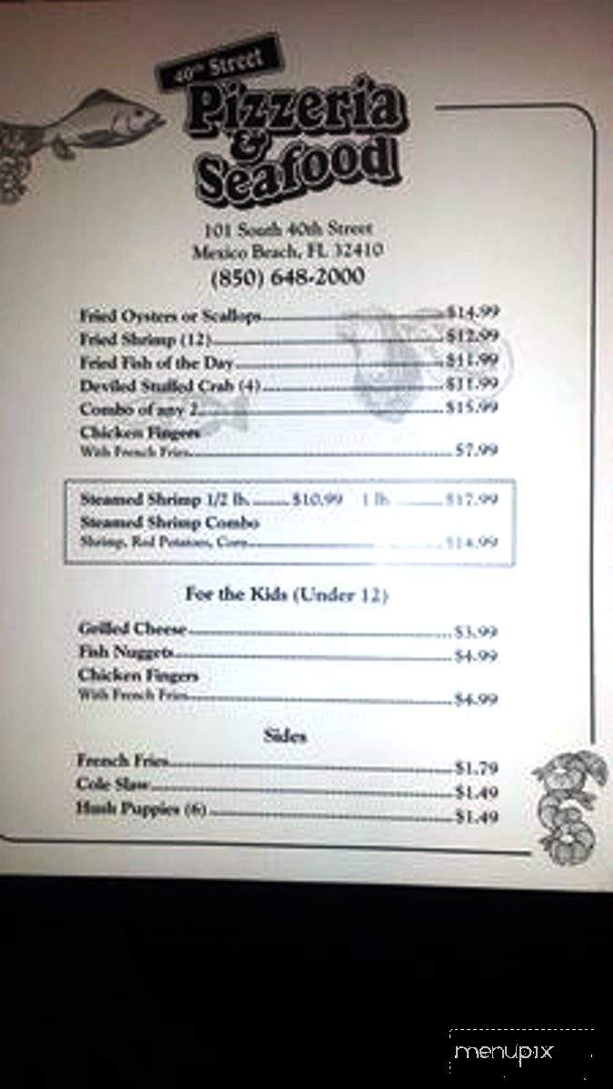40th Street Pizzaria & Seafood - Mexico Beach, FL menu_pic