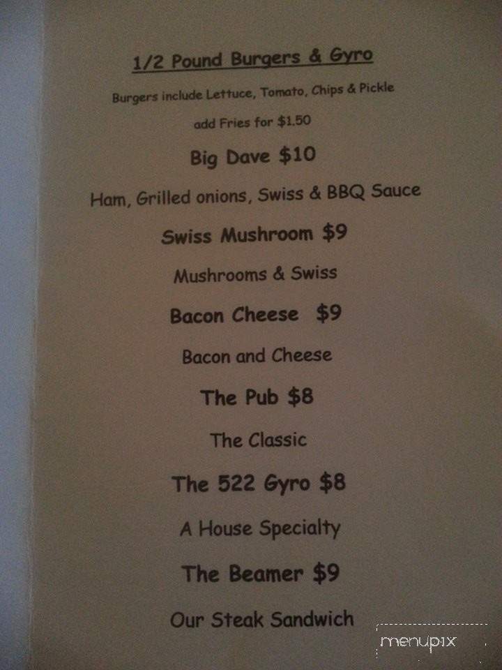 522 Pub & Grill - Manistee, MI menu_pic