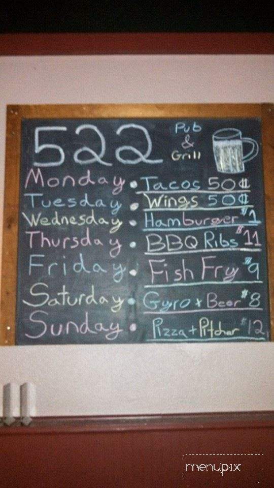 522 Pub & Grill - Manistee, MI menu_pic