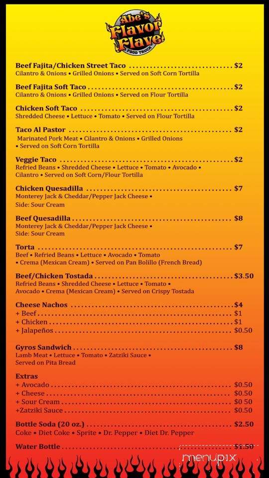 Abe's Flavor Flave! - Dallas, TX menu_pic