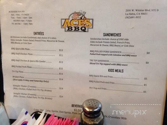 Ace's BBQ - La Habra, CA menu_pic