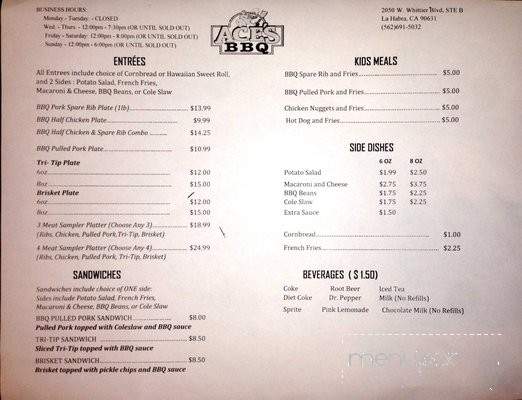 Ace's BBQ - La Habra, CA menu_pic
