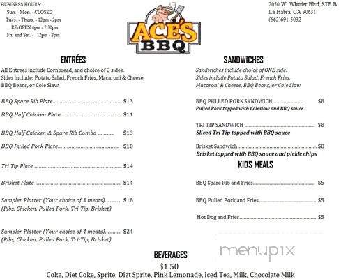Ace's BBQ - La Habra, CA menu_pic