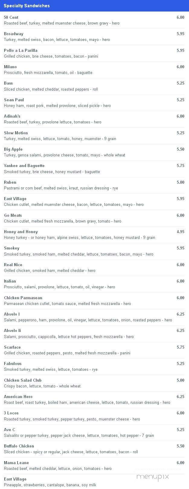 Adinah's - New York, NY menu_pic