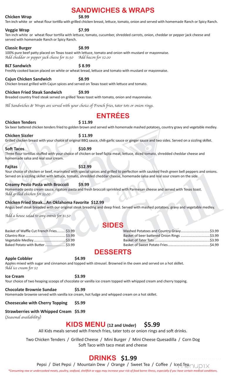 Agency Bar and Grill - Oklahoma City, OK menu_pic