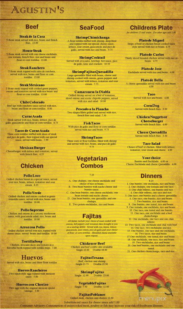 Agustin's Mexican Grill - Shelbyville, IN menu_pic