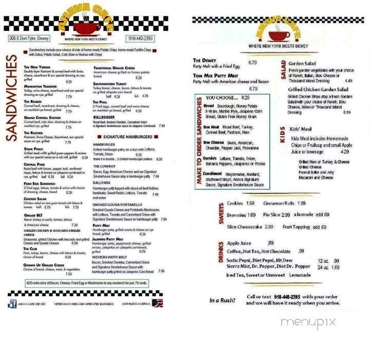 Ahava Cafe - Dewey, OK menu_pic