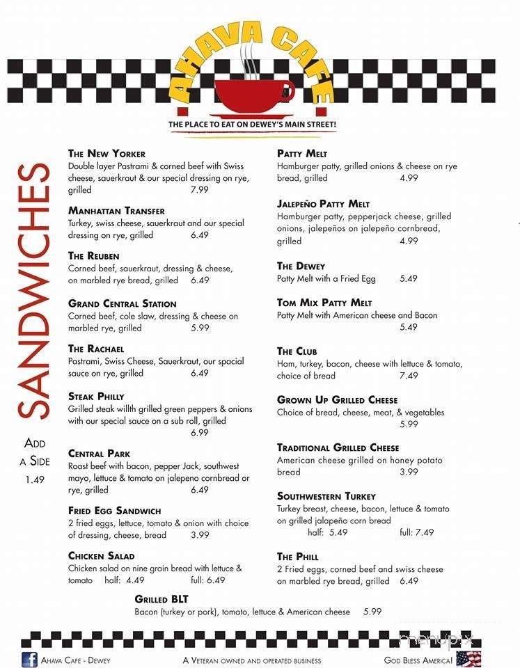 Ahava Cafe - Dewey, OK menu_pic