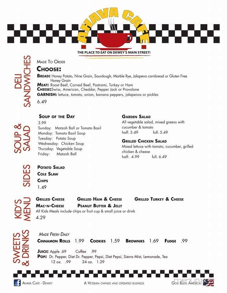Ahava Cafe - Dewey, OK menu_pic