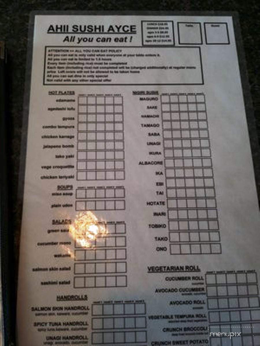 Ahii Sushi - Tracy, CA menu_pic