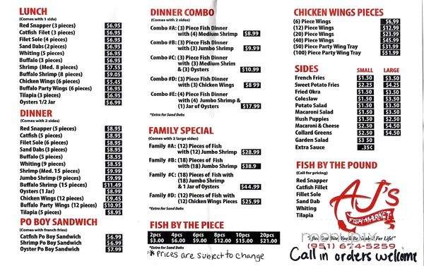 Aj's Fish Market - Lake Elsinore, CA menu_pic