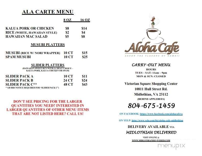 Aloha Cafe & Catering - Richmond, VA menu_pic