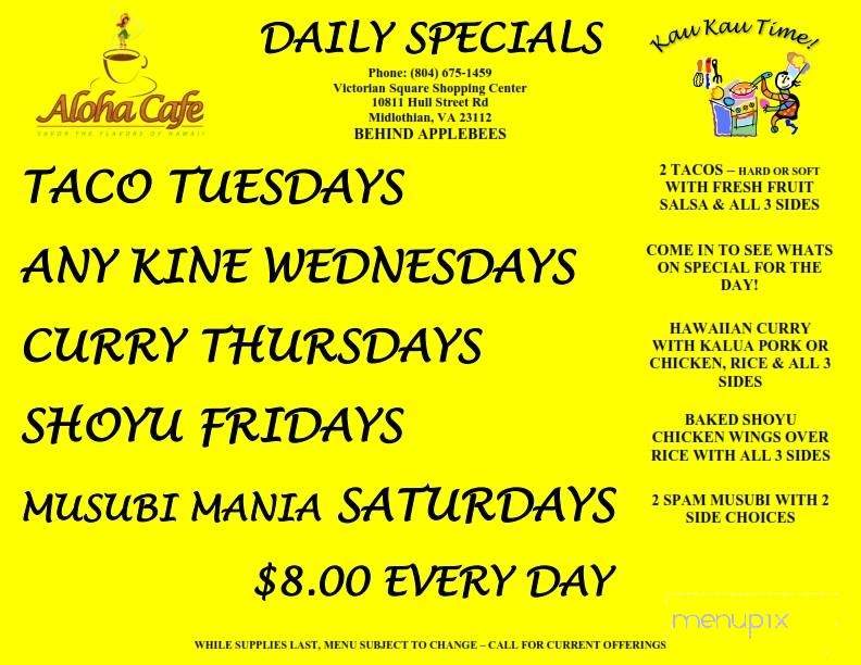 Aloha Cafe & Catering - Richmond, VA menu_pic