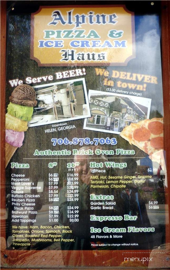 Alpine Pizza & Ice Cream Haus - Helen, GA menu_pic