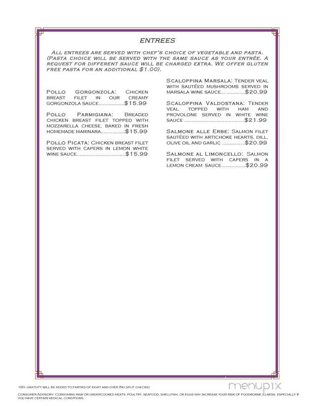 Amore Mio Ristorante Italiano - Fairfield, IA menu_pic
