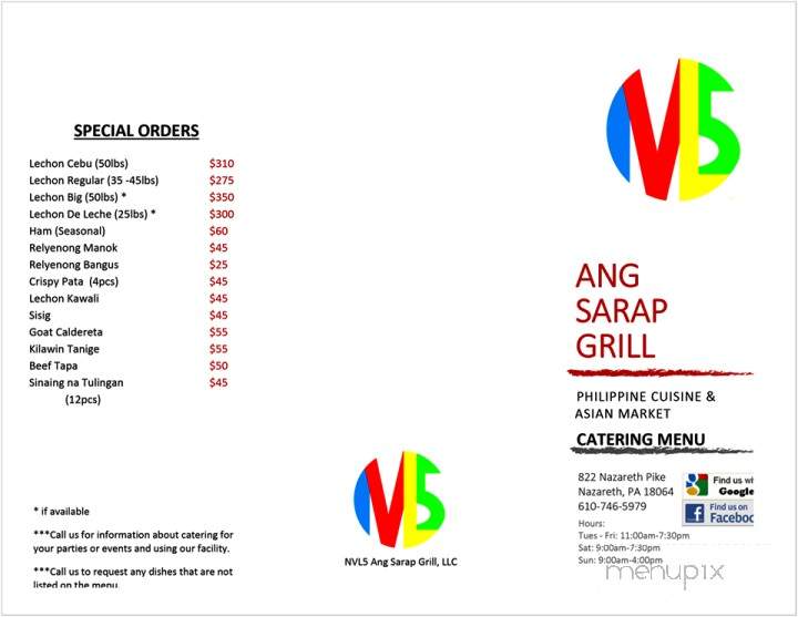 Ang Sarap Grill - Nazareth, PA menu_pic