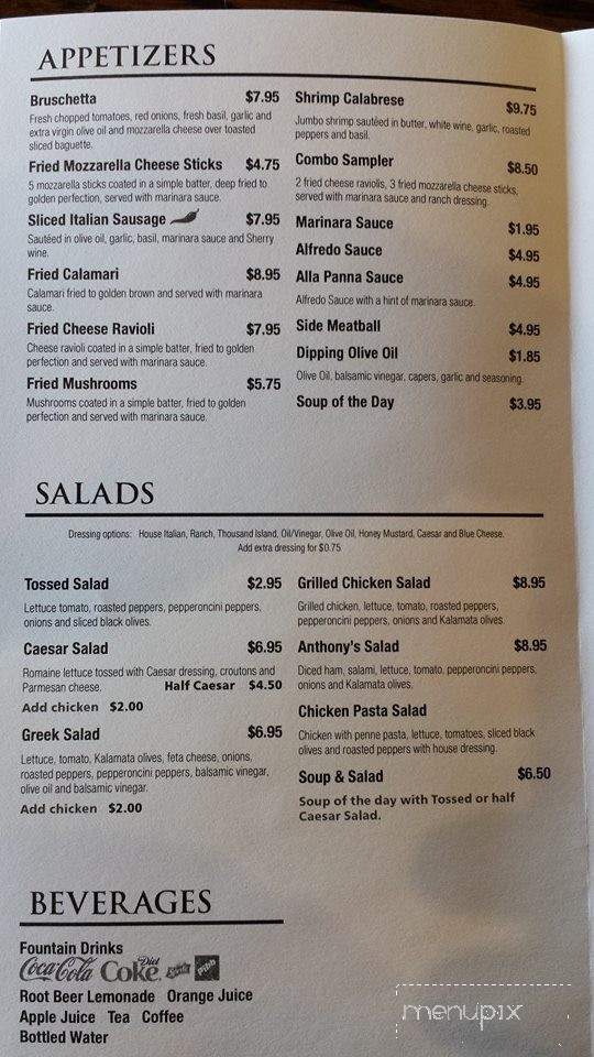 Anthony's Italian - Fort Smith, AR menu_pic