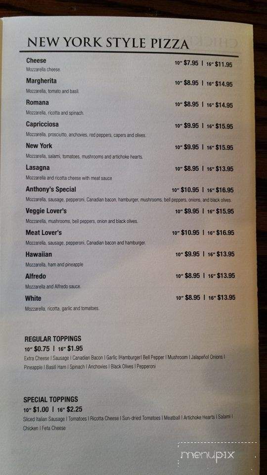 Anthony's Italian - Fort Smith, AR menu_pic