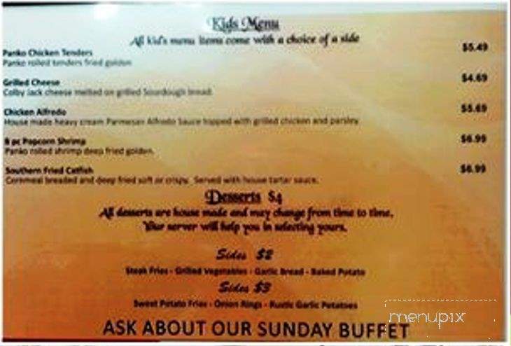 Artisan Restaurant - Hardy, AR menu_pic