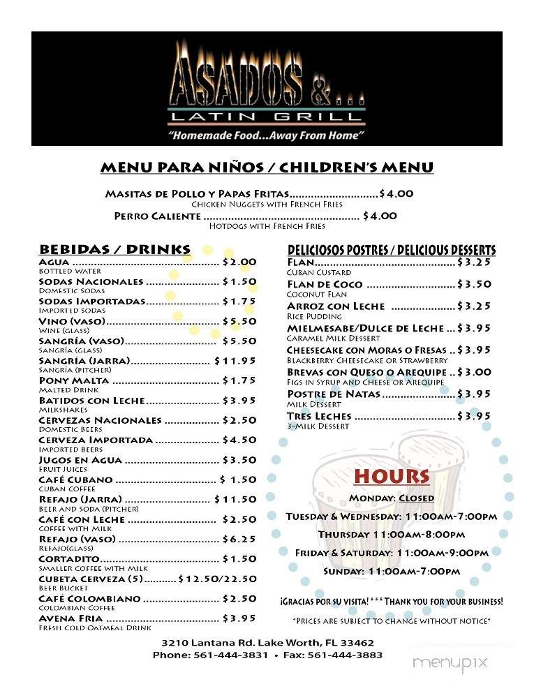 Asados &... - Lantana, FL menu_pic