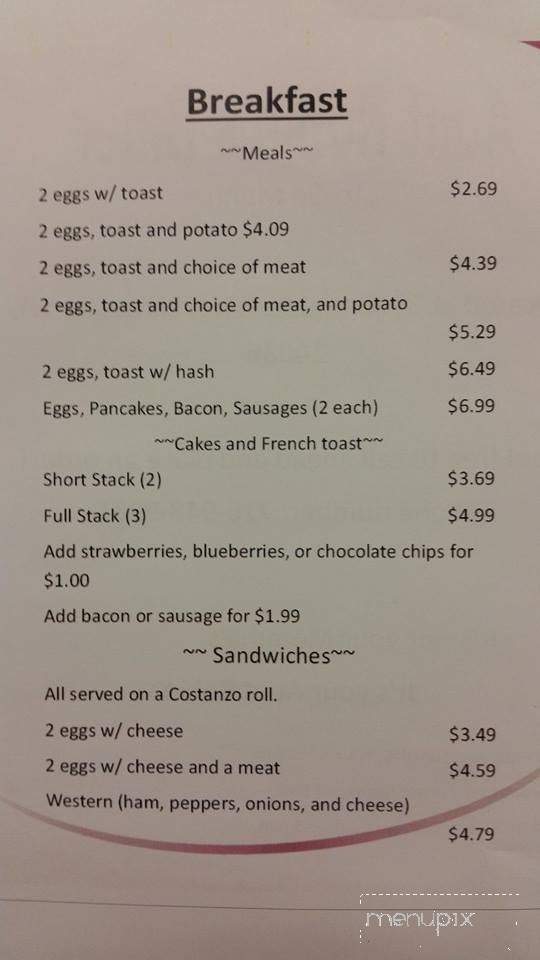 Aunt Robin's Diner - Lancaster, NY menu_pic