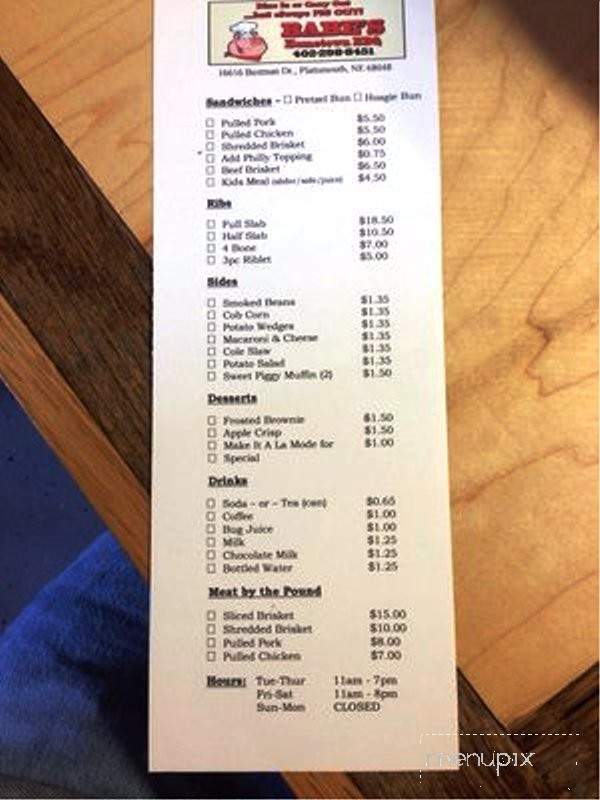 Babe's Hometown BBQ - Plattsmouth, NE menu_pic