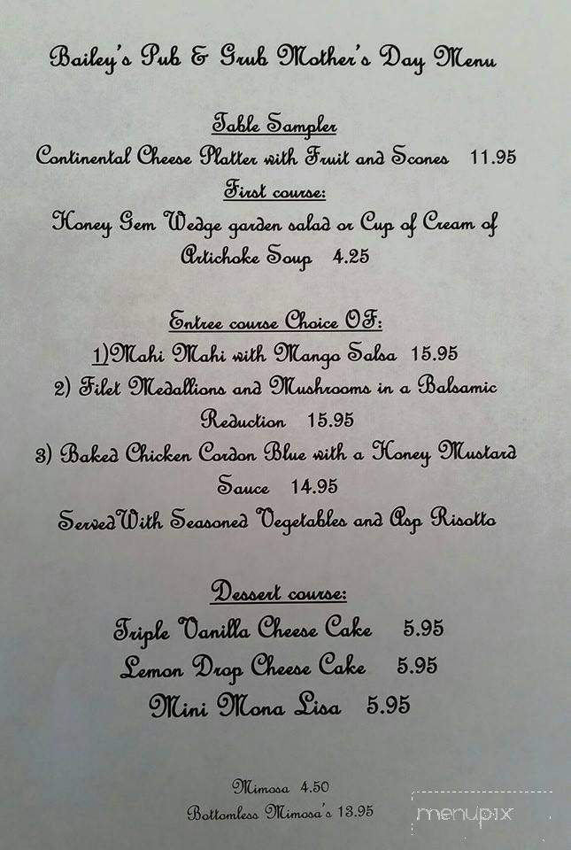 Bailey's Pub & Grub - Colton, OR menu_pic