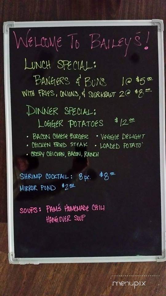 Bailey's Pub & Grub - Colton, OR menu_pic