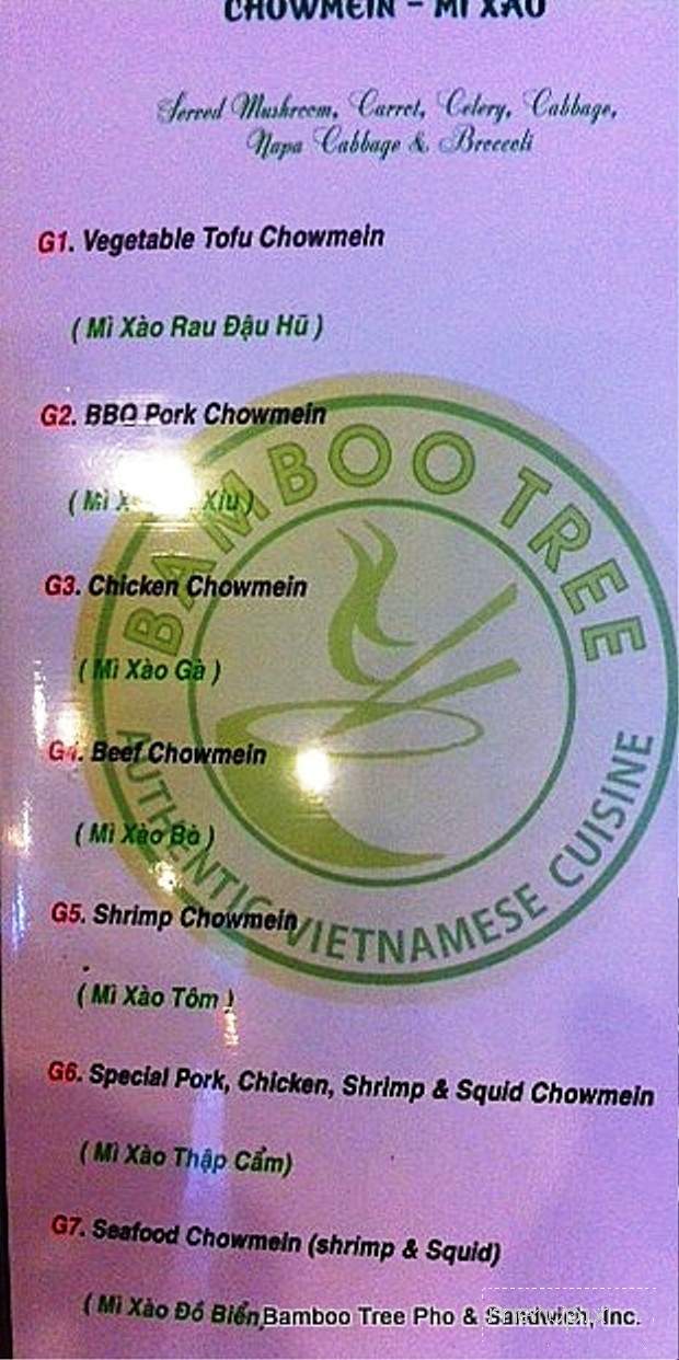 Bamboo Tree Pho and Sandwich - Lynnwood, WA menu_pic