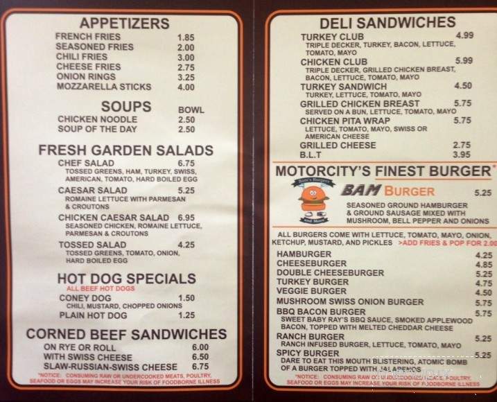 Bam's Burgers - Detroit, MI menu_pic