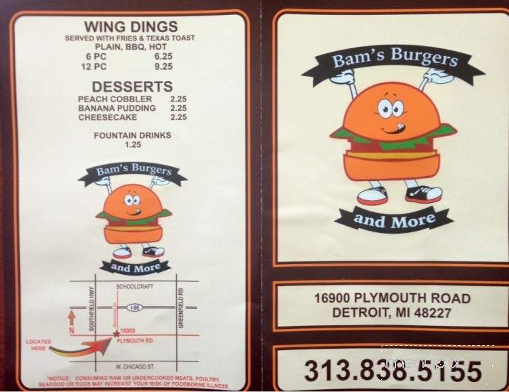 Bam's Burgers - Detroit, MI menu_pic