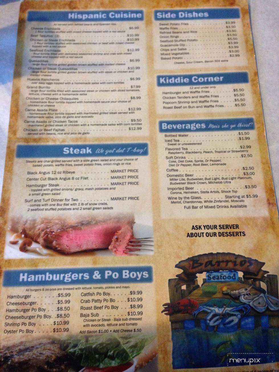Barrios Seafood Restaurant - Golden Meadow, LA menu_pic