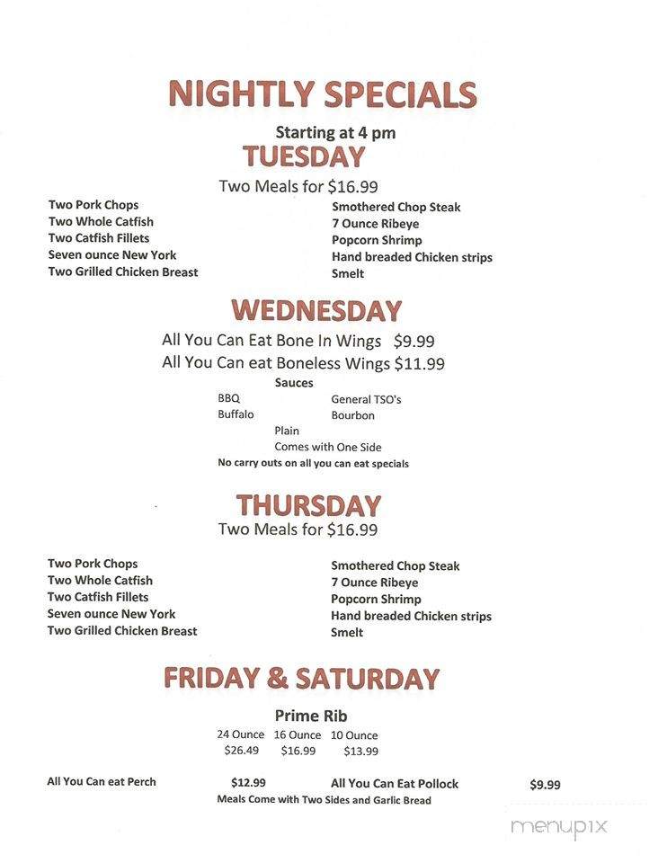 Beck's Family Restaurant & Pub - Burlington, IN menu_pic