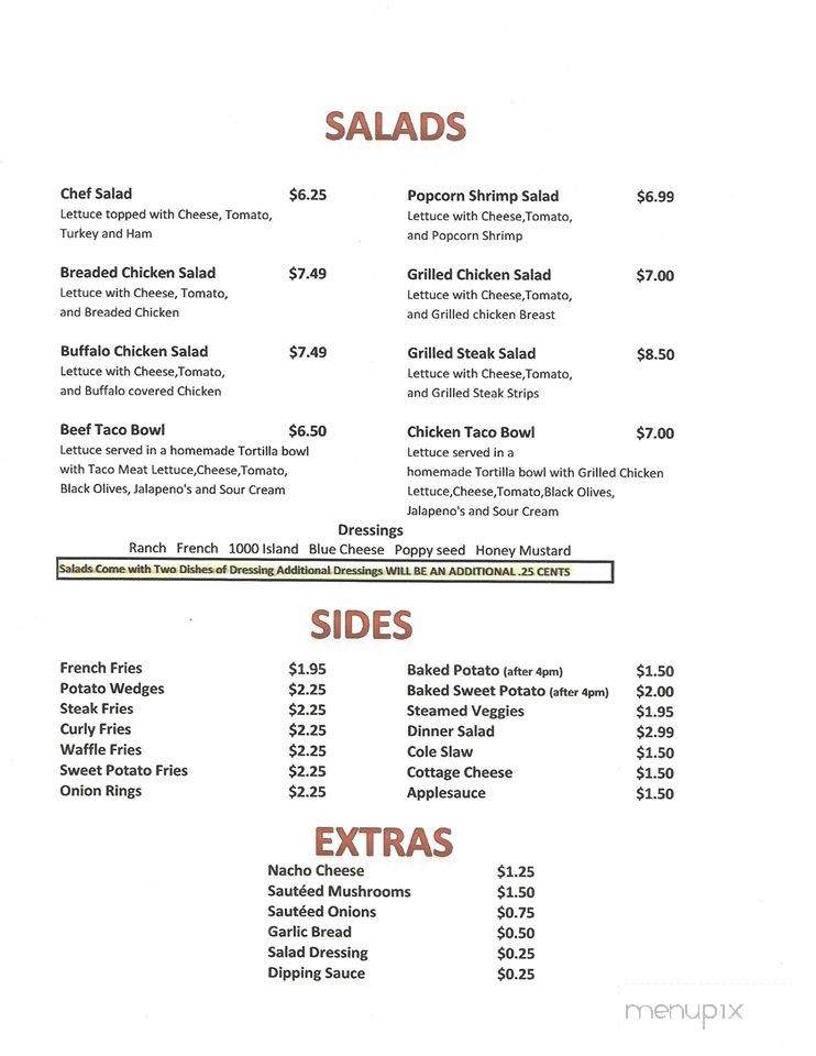 Beck's Family Restaurant & Pub - Burlington, IN menu_pic