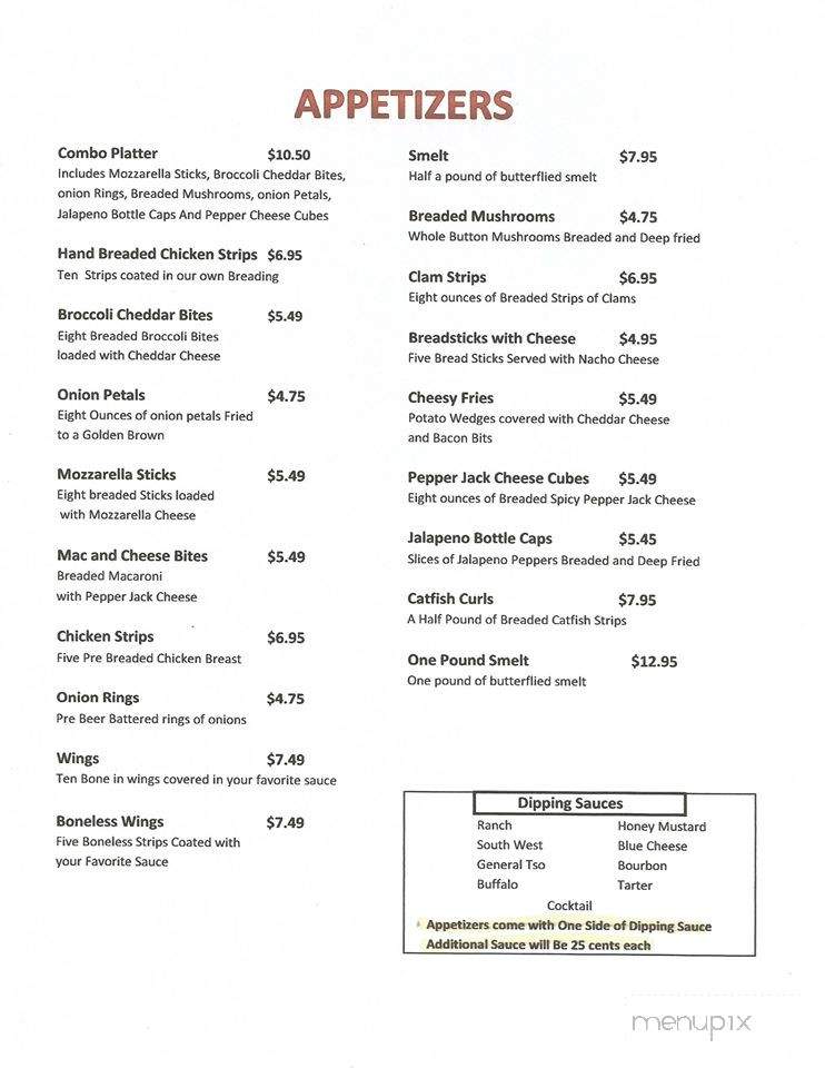 Beck's Family Restaurant & Pub - Burlington, IN menu_pic