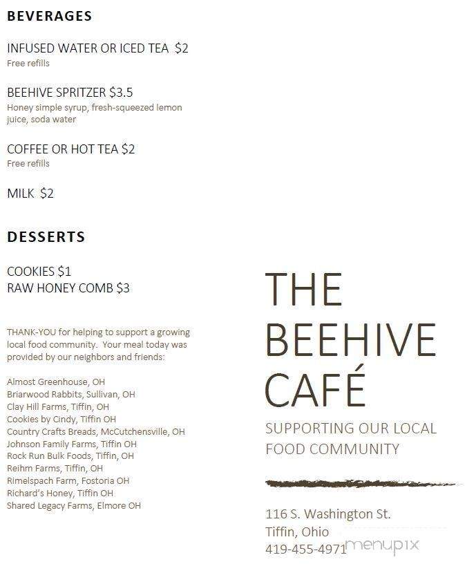 Beehive Cafe - Tiffin, OH menu_pic