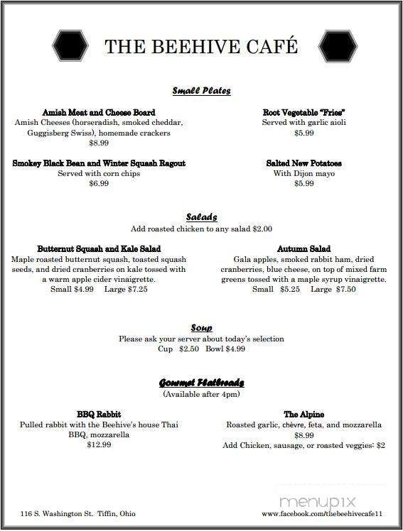Beehive Cafe - Tiffin, OH menu_pic