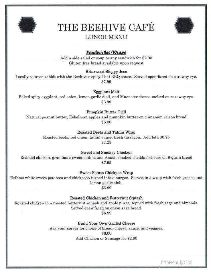 Beehive Cafe - Tiffin, OH menu_pic