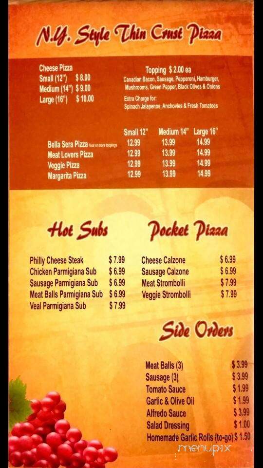 Bella Sera Italian Restaurant & Pizza - Jasper, TX menu_pic