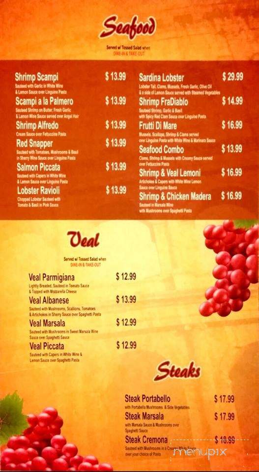 Bella Sera Italian Restaurant & Pizza - Jasper, TX menu_pic