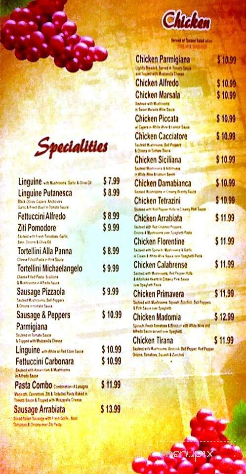 Bella Sera Italian Restaurant & Pizza - Jasper, TX menu_pic