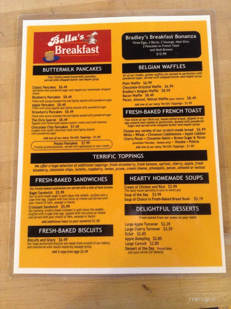 Bella's Bakery - Palos Heights, IL menu_pic