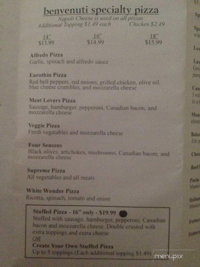 Benvenuti - Arkadelphia, AR menu_pic
